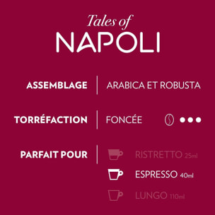 Café Tales Of Napoli x10.  Capsules compatibles Nespresso en aluminium