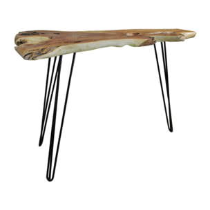 Table de bar haute en bois de teck et pieds filaire en métal noir - SONGA