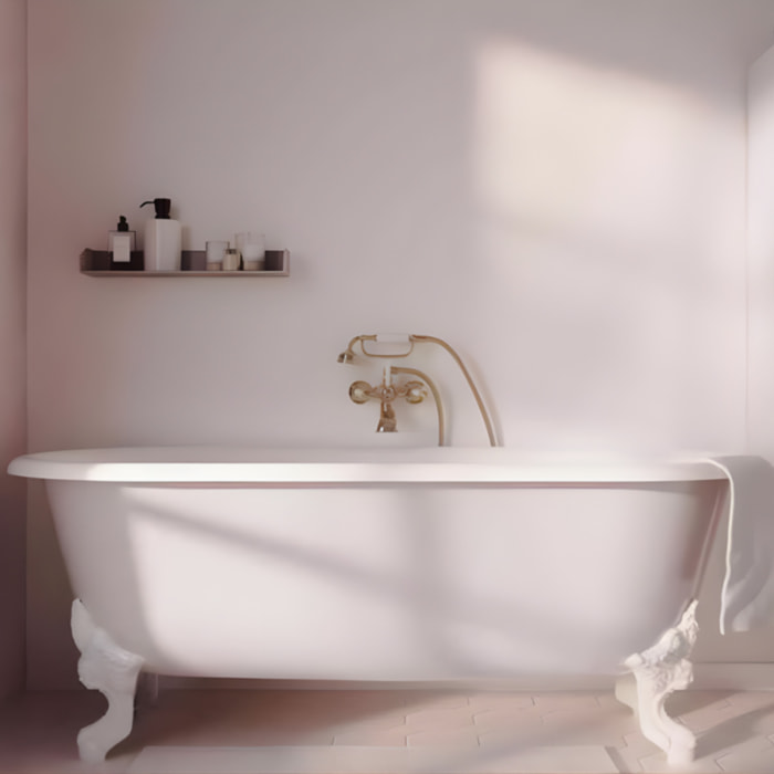 Mélangeur baignoire Cléo 1889 avec pommeau douche Or beige