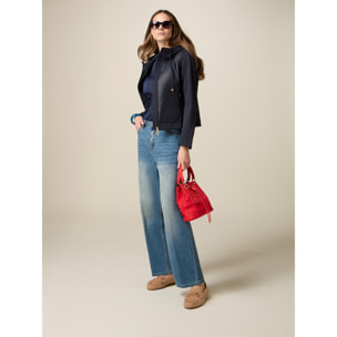 Oltre - Jeans wide leg con castoni - Azzurro