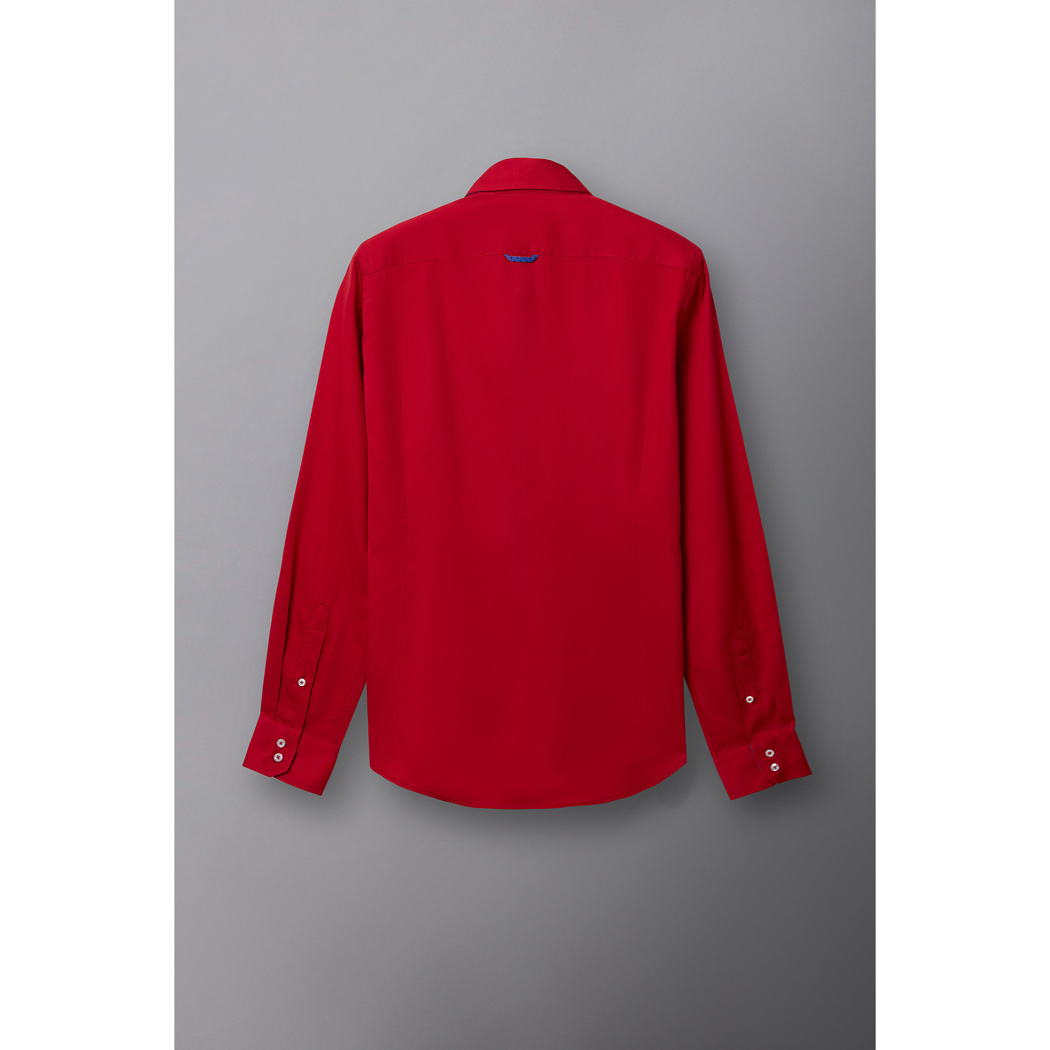 Camicia Uomo 2 Bottoni Button Down Slim Satin Unito Rosso