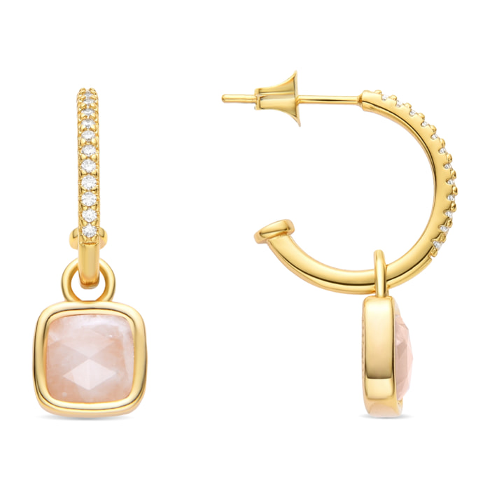 Pendientes de Cristal Blanco acabados en oro amarillo de 18K