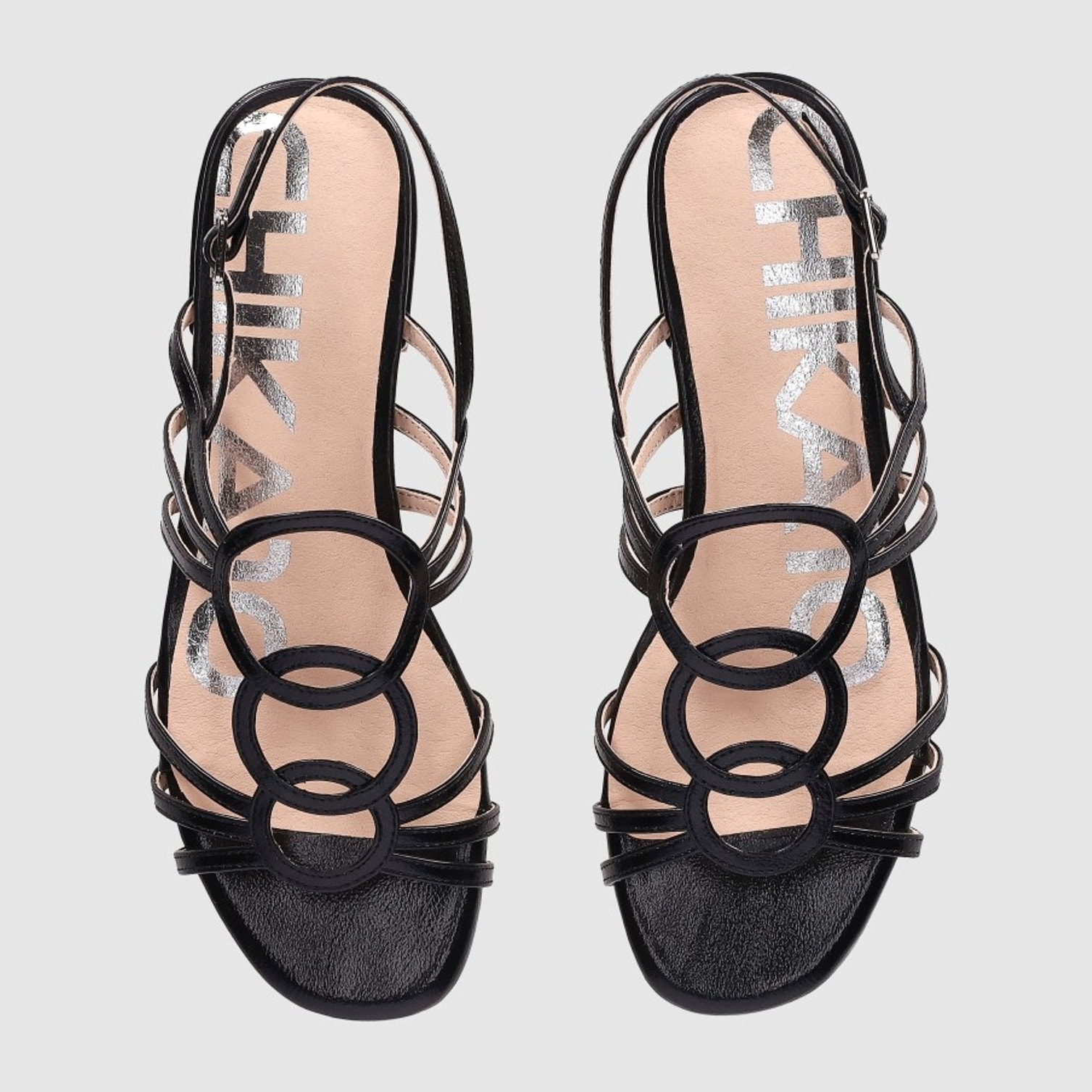 Sandalias de Piel Sintética - Negro - Tacón: 1 cm
