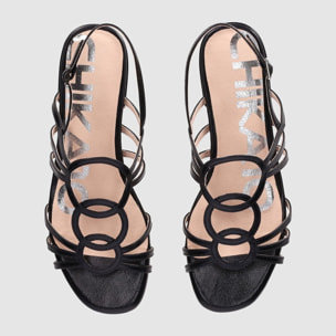 Sandalias de Piel Sintética - Negro - Tacón: 1 cm