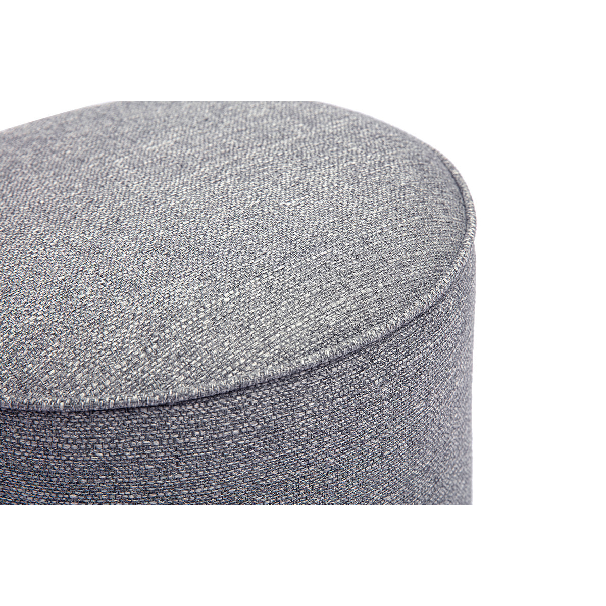 Pouf rond en tissu gris clair D40 cm PAUL
