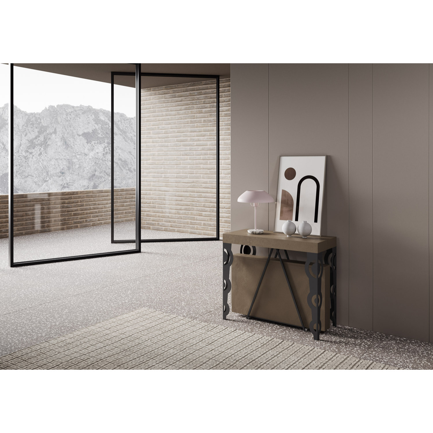 Consola extensible 90x40/196 cm Aceres Small gris paloma estructura antracita