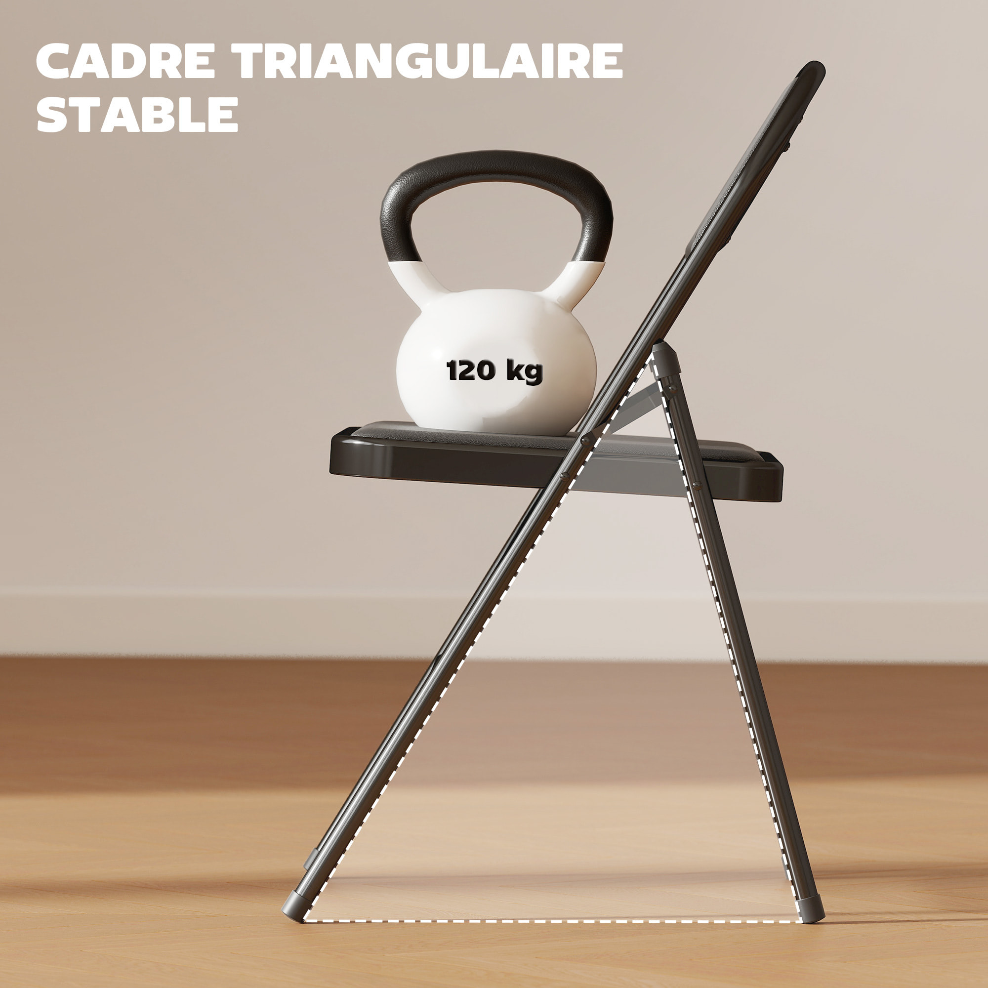 Lot de 6 chaises pliantes assise dossier rembourrés acier synthétique noir