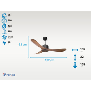 Ventilateur de plafond Réversible Lumière  Thermostat Wifi Moteur à courant continu Toits en pente Télécommande Hypersilence Mémoire Shopify Vendible (AUTOMATIQUE) 40   W Noir