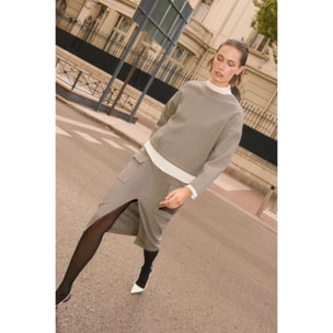 Maglione girocollo grigio strutturato caldo