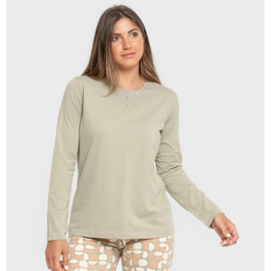 Pijama largo algodón Tebas Verde cacería