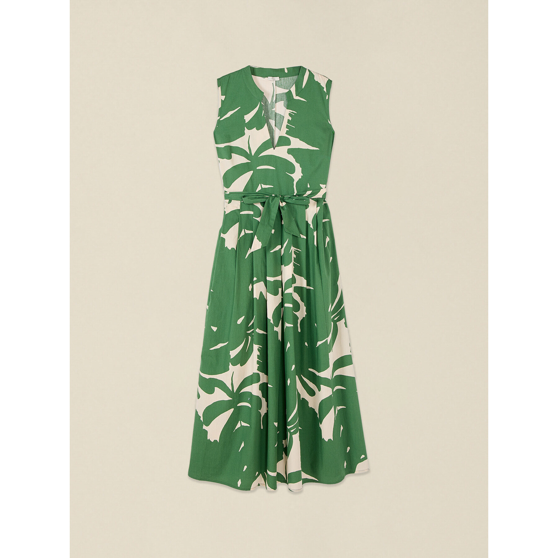 Oltre - Vestido flare en popelina estampada - Verde