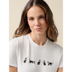 Oltre - T-shirt con stampa e applicazioni - Bianco