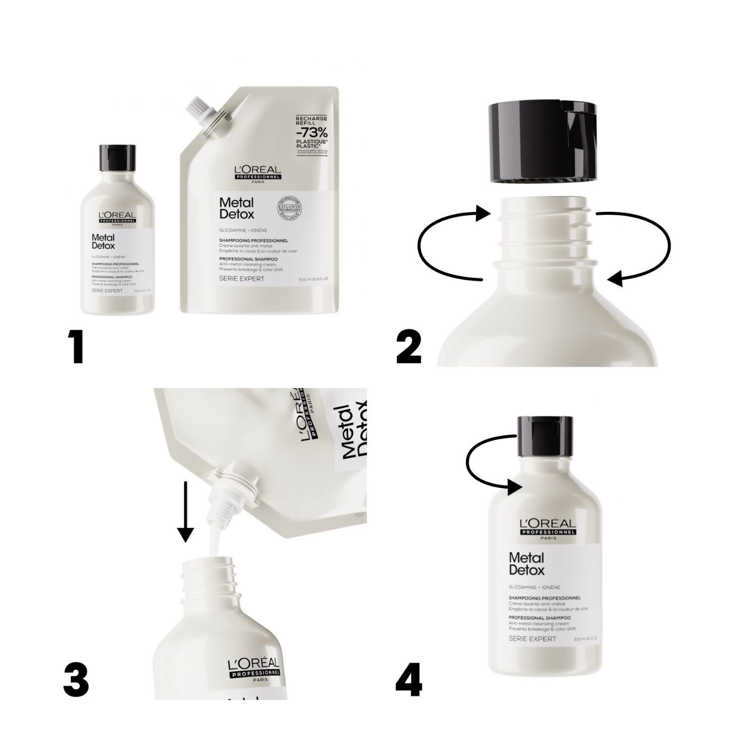 Série Expert Metal Detox - Recharge Shampoing anti-métal pour cheveux sensiiblisés et cassants