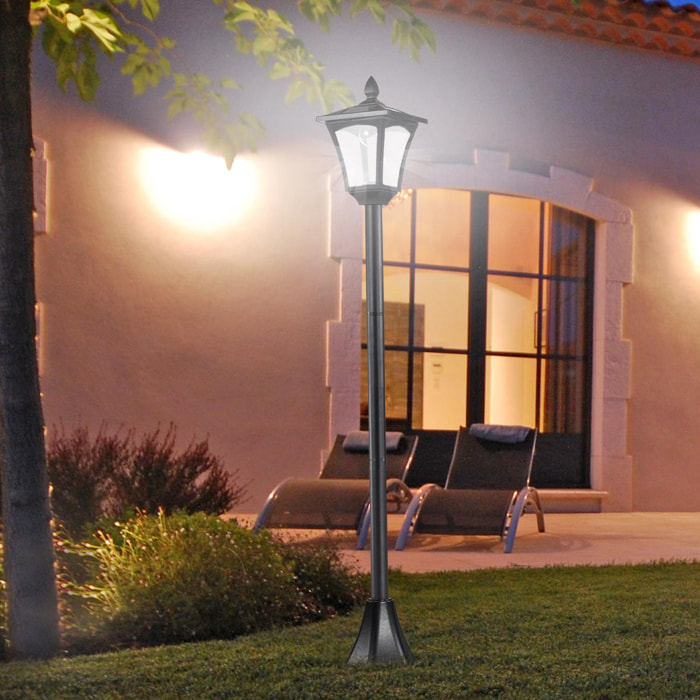 Outsunny Luminaire extérieur solaire lampadaire lanterne classique LED 40 Lm dim. 18L x 18l x 160H cm noir