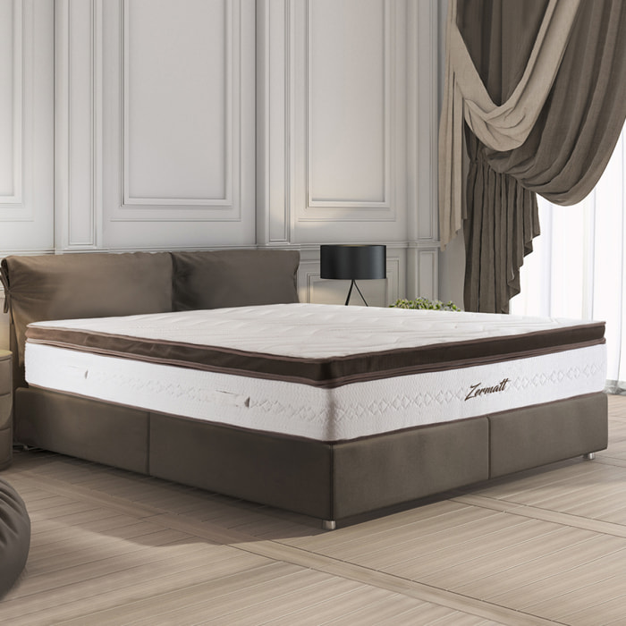 Ensemble Matelas Memoire de forme Zermatt avec sommier en bois