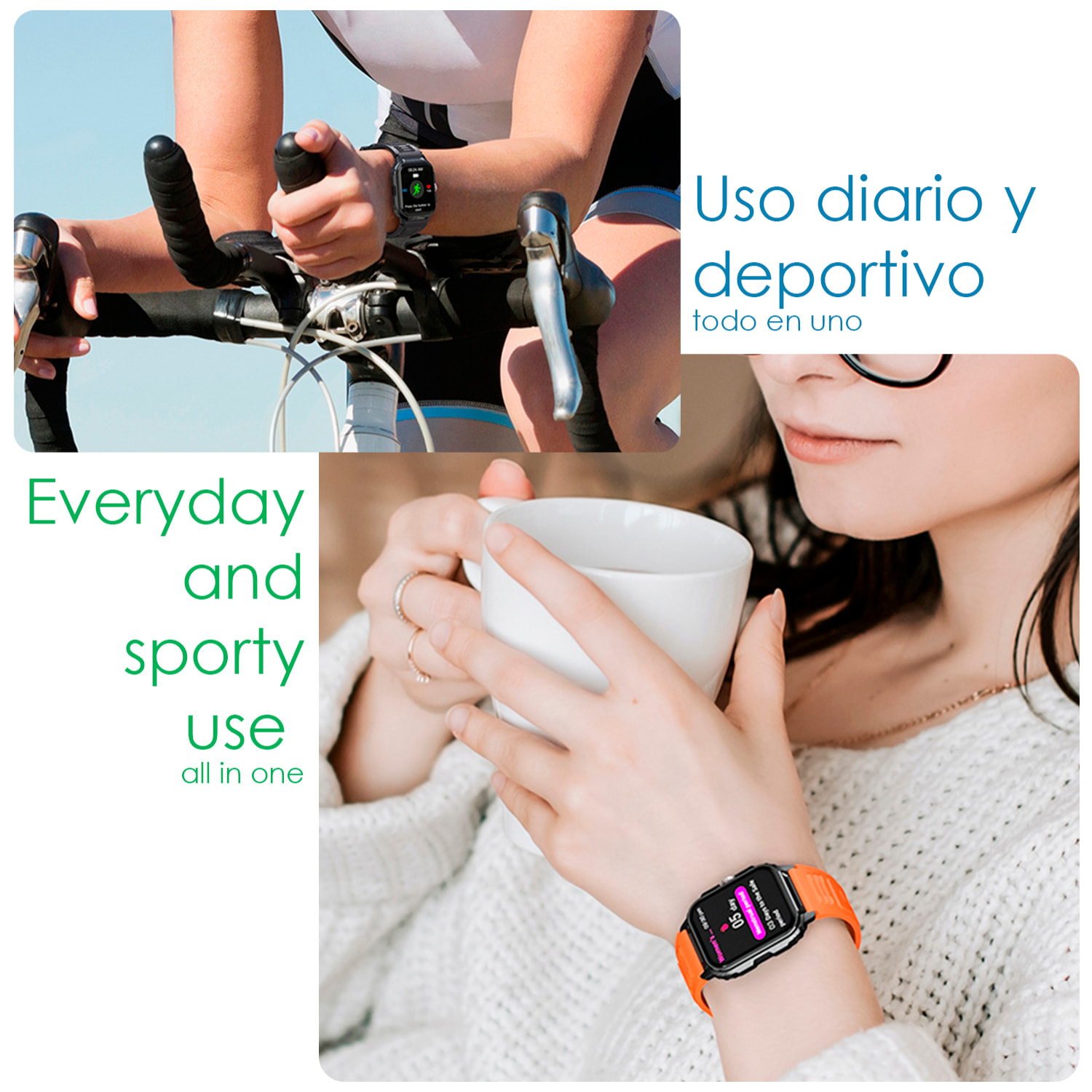 Smartwatch Y1 con monitor de salud avanzado, llamadas Bluetooth y más de 50 modos de deporte.