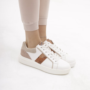 SNEAKERS PYTHON CHOCOLA' BIANCO/CUOIO