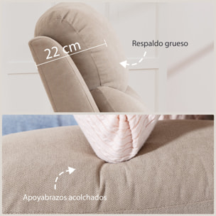 Sillón Relax Reclinable Manual, Sillón Relax Moderno, Tapizado en Tela Aspecto Lino, Reposapiés, Reposabrazos, Acolchado Grueso, Butaca Reclinable hasta 150°, Carga 120 kg, para Salón, Beige