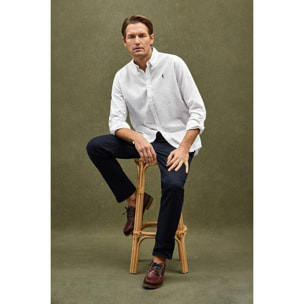 Camicia cotolino bianca regular fit con logo Rigby Go