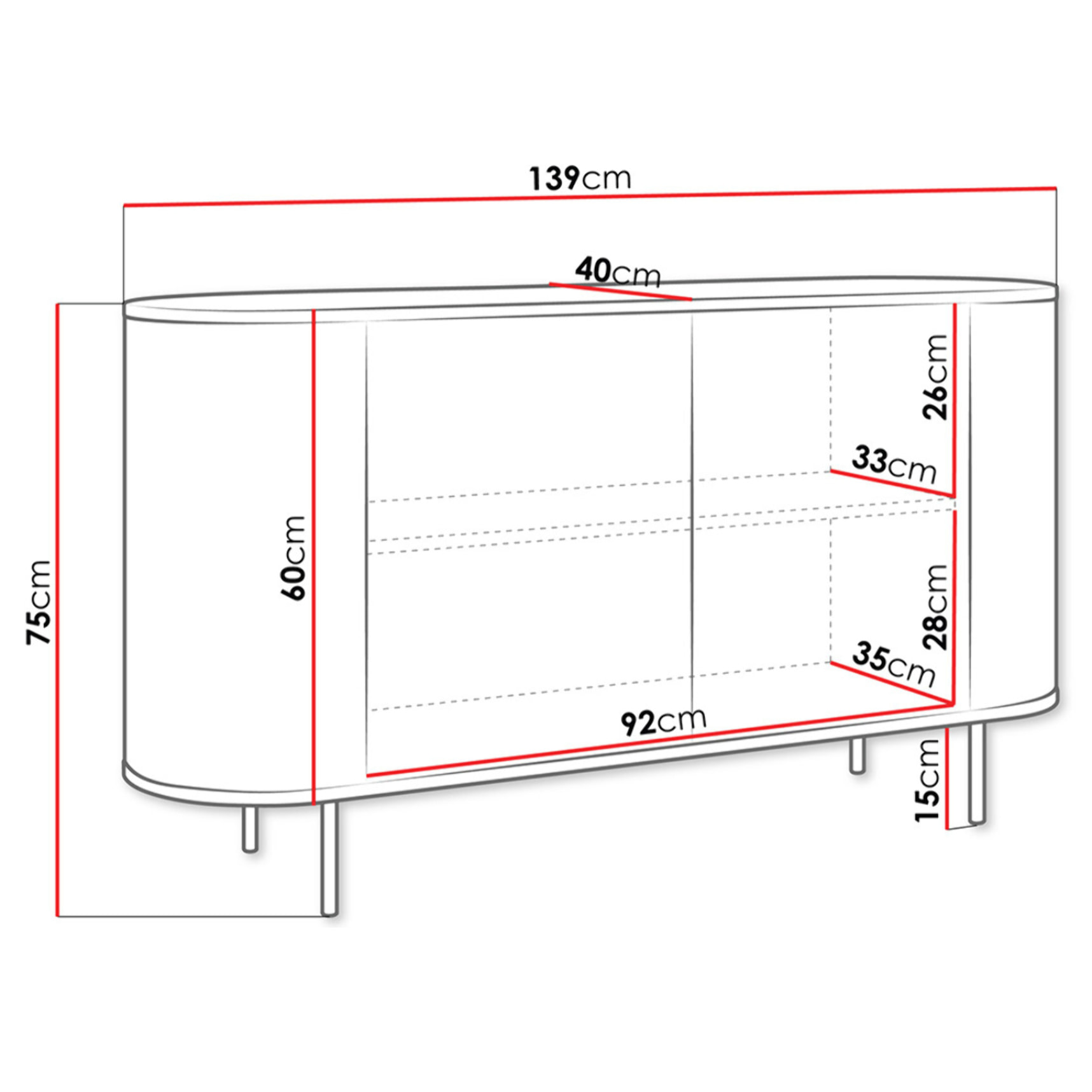 Sansa - buffet bas 139 cm - 2 portes et 1 étagère - plateau effet marbre - Bois / Blanc