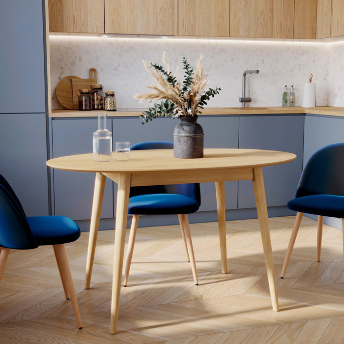 Table ovale 4 personnes en bois clair 130 cm - Eddy