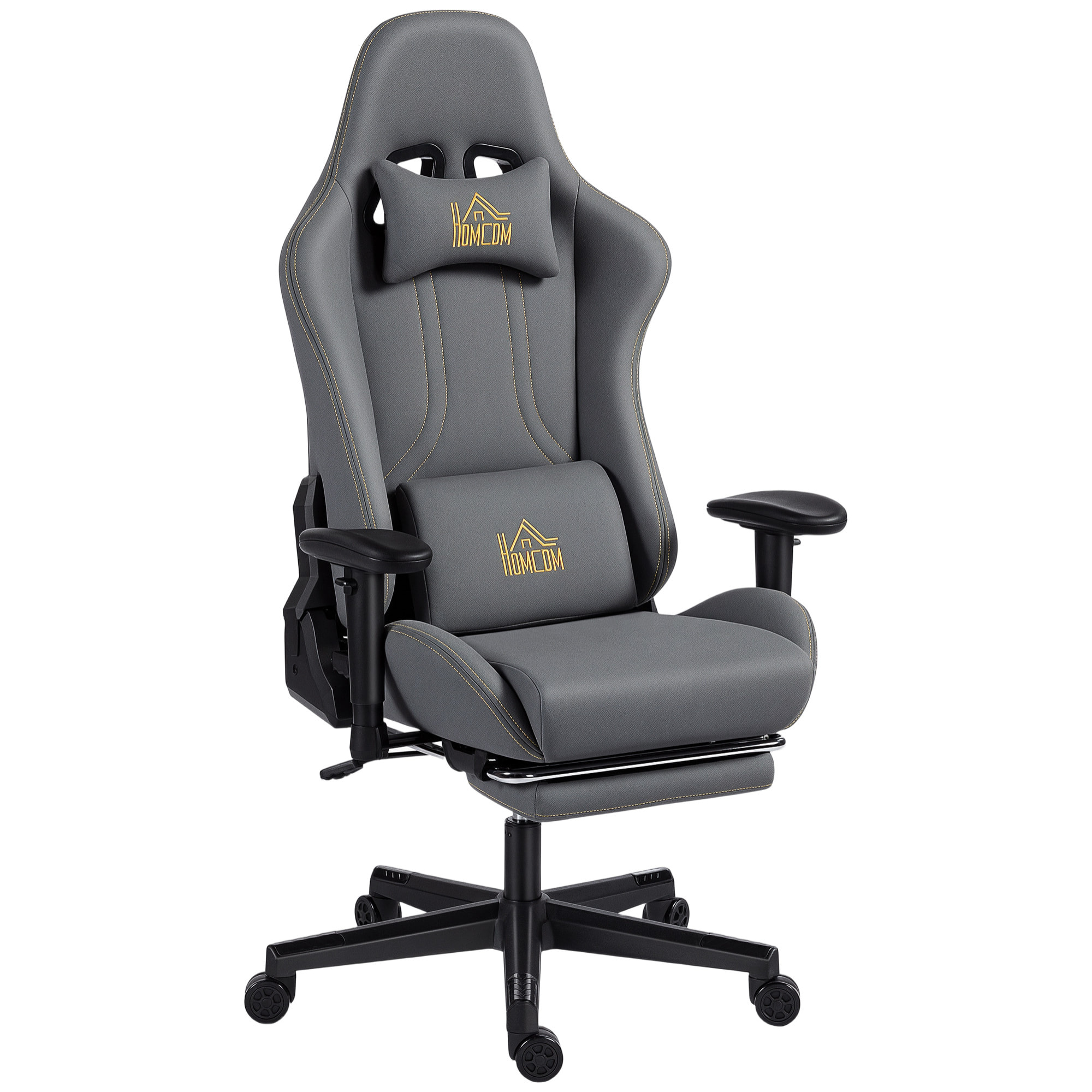 Chaise de bureau gaming ergonomique - chaise gaming réglable inclinable - fauteuil gamer avec coussins - tissu suédine gris