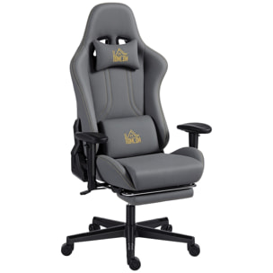 Chaise de bureau gaming ergonomique - chaise gaming réglable inclinable - fauteuil gamer avec coussins - tissu suédine gris