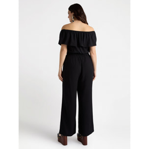 Fiorella Rubino - Mono de viscosa LENZING™ ECOVERO™ con volante - Negro