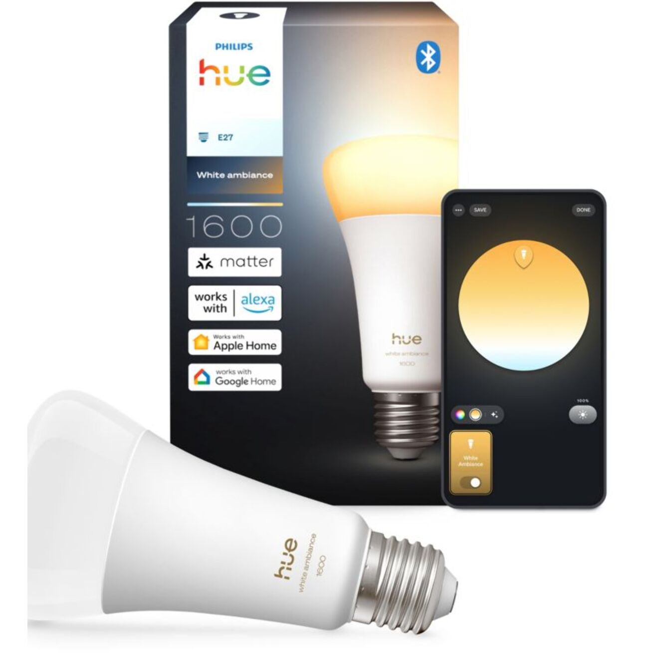 Ampoule LED connectée PHILIPS HUE White Ambiance E27 100W