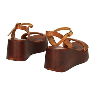 Zeppa cognac in pelle