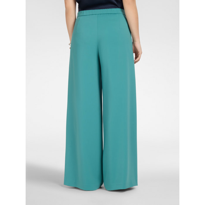 Elena Mirò - Pantaloni palazzo in cady - Verde acqua