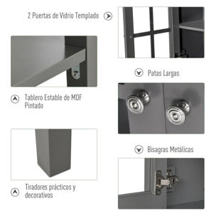 Aparador Armario con Estante Puerta de 80x28x84cm Gris Oscuro