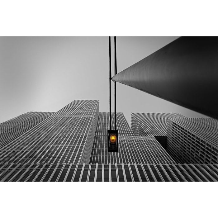 Tableau deco ville feu jaune Tableau alu Dibond