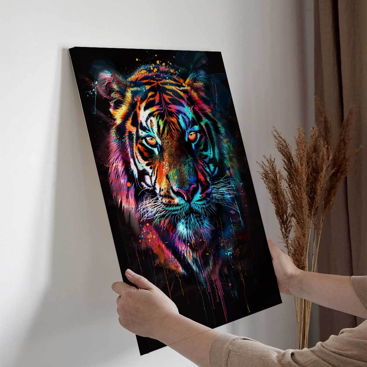 Tableau tigre couleurs vibrantes Toile imprimée