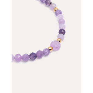 Pulsera Amulet Amatista Acero Baño Oro