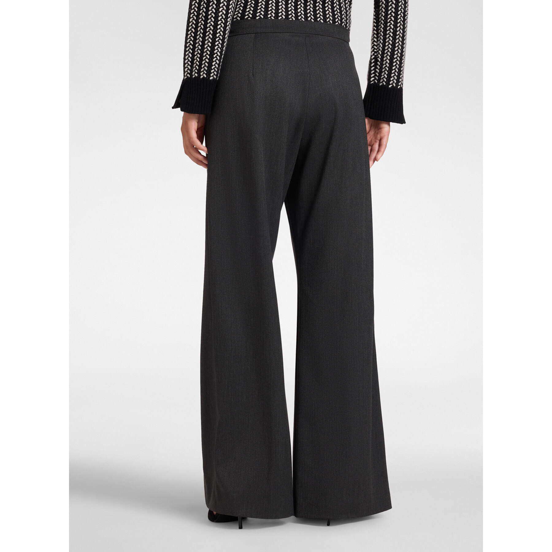 Elena Mirò - Pantalones flare de flanela con aberturas - Gris
