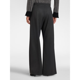 Elena Mirò - Pantalones flare de flanela con aberturas - Gris
