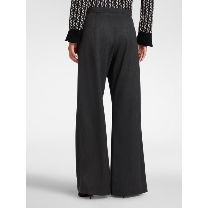 Elena Mirò - Pantalones flare de flanela con aberturas - Gris