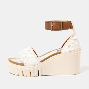 Sandalia de cuña 2085S JEANS WHITE-CUERO/ CATANIA color White-cuero