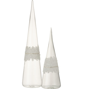 J-Line décoration Cone Glace Diamant Lignes - verre - transparent - large