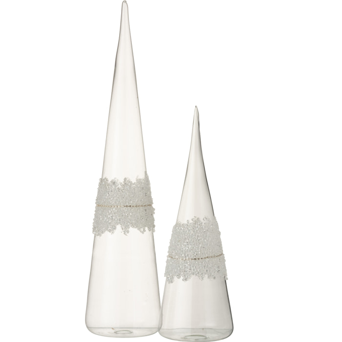 J-Line décoration Cone Glace Diamant Lignes - verre - transparent - large