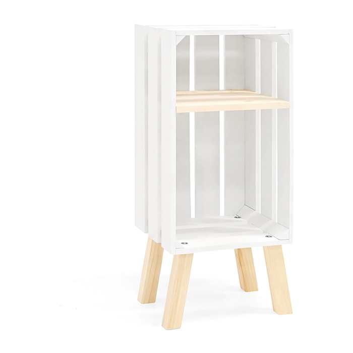 Table de chevet en bois massif blanc 66x26cm Hauteur: 66 Longueur: 25.5 Largeur: 29.5