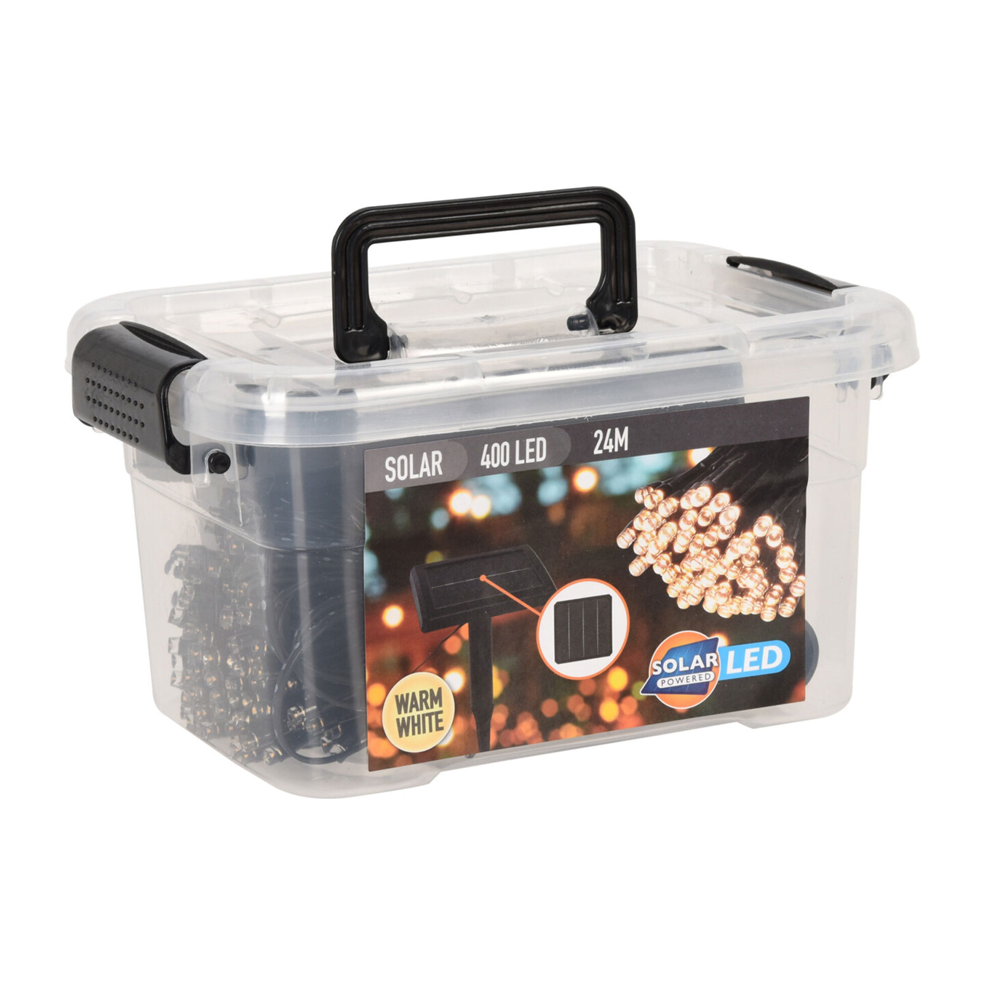 Guirnalda de luz led solar con 400 bombillas, panel solar policristalino y cable de 4 metros