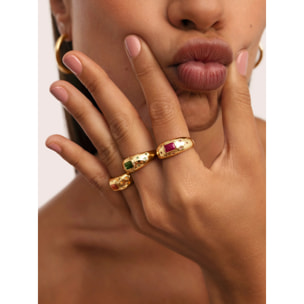 Anillo Charlotte Esmeralda Baño Oro