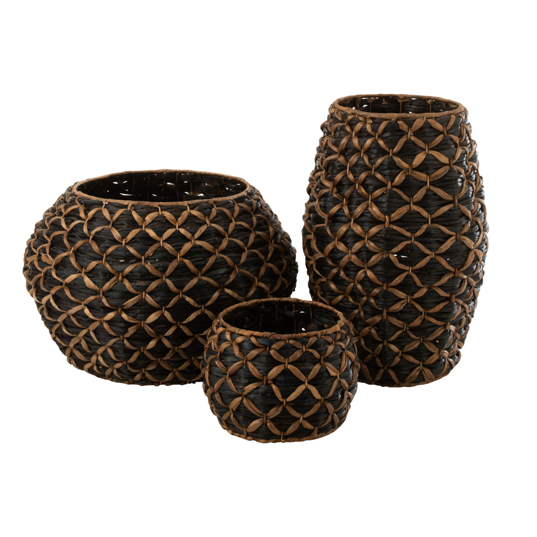 J-Line vase Roni Boule - bois - noir/marron - large - 41 cm de hauteur
