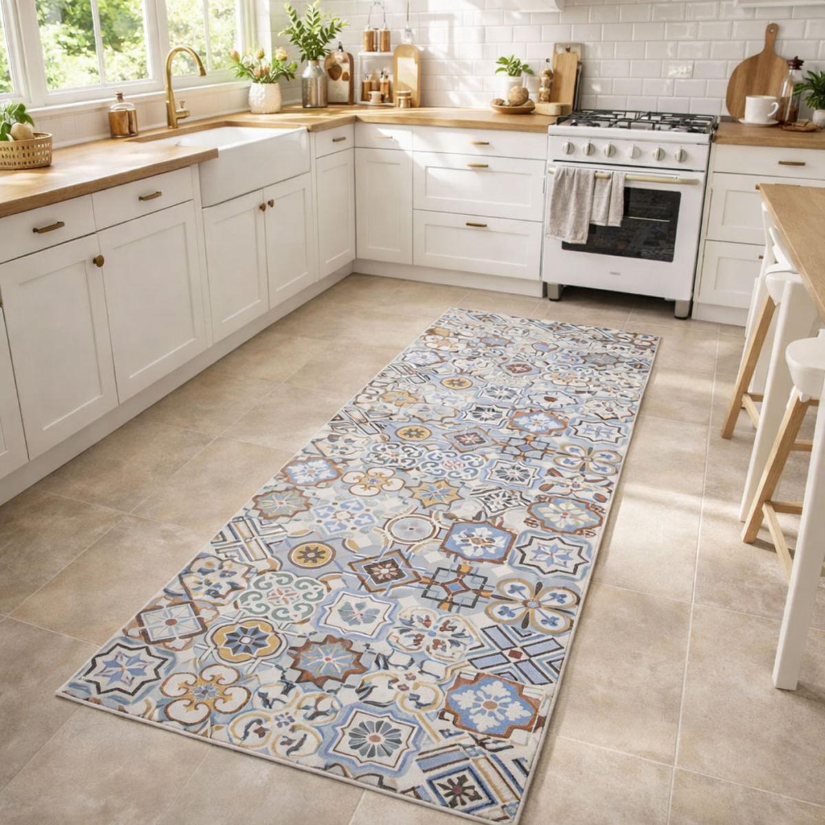 Tapis de cuisine en PVC motif géométrique PKIT