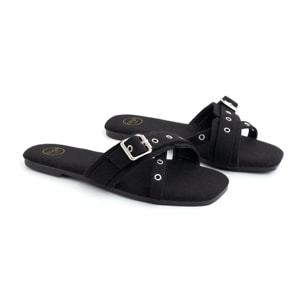 Ciabatta in canvas - NERO