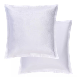 Taie d'oreiller satin de coton motif jacquard blanc Alexandria diamant
