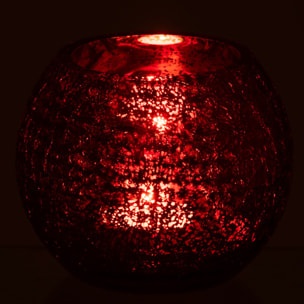 J-Line photophore Bol Craquelé - verre - rouge - small