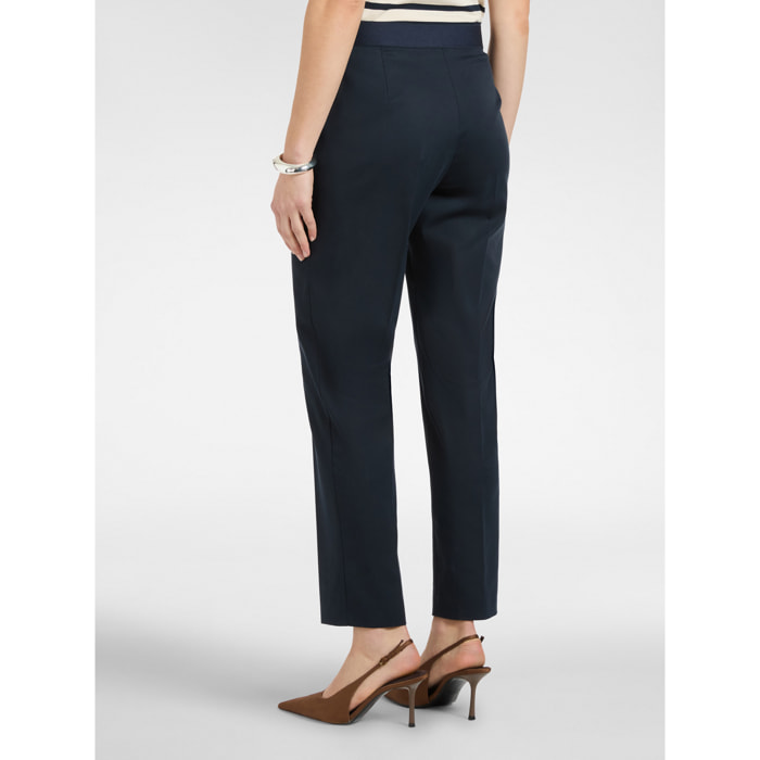 Elena Mirò - Pantalones rectos en raso stretch - Azul